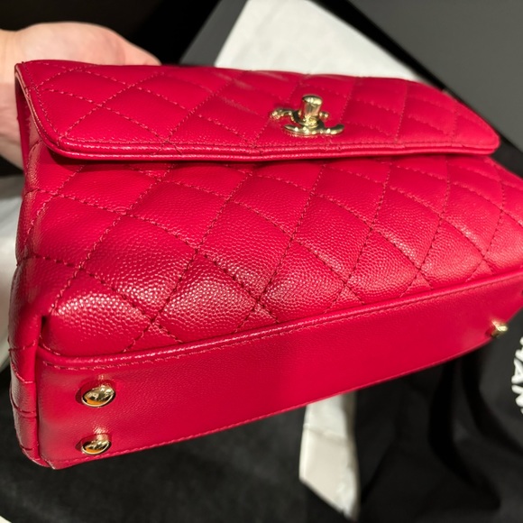 CHANEL 21K Small Raspberry Pink Lizard Embossed Coco Handle - Picture 6 of 9